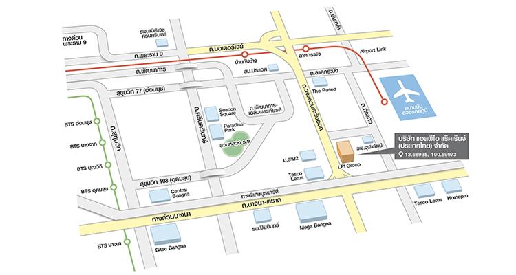 แผนที่ บริษัท แอลพีไอ แร็คเร็นจ์ (ประเทศไทย) จำกัด